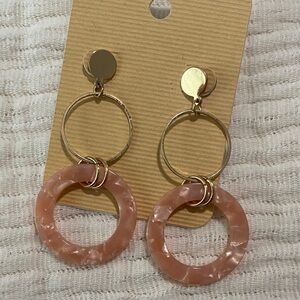 Elegant Pink and Gold Hoop Earrings